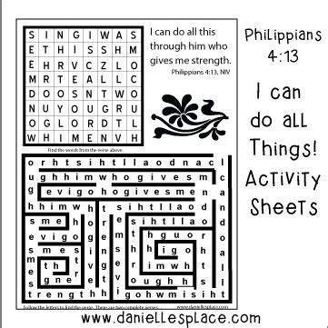 Send free scripture ecards to your friends and family quickly and easily on crosscards.com. Philippians 4:13 Bible Verse Activity Sheet | Fun ...