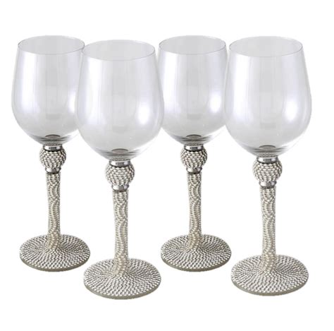 Silver Diamante Champagne Glasses Set X 4 Treasure House 20