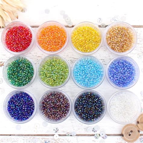 Threadart 12 Color Set Of Glass Seed Beads Size 12 Round 2mm 10800