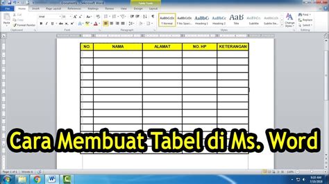 Cara Membuat Tabel Microsoft Excel Pada Microsoft Word