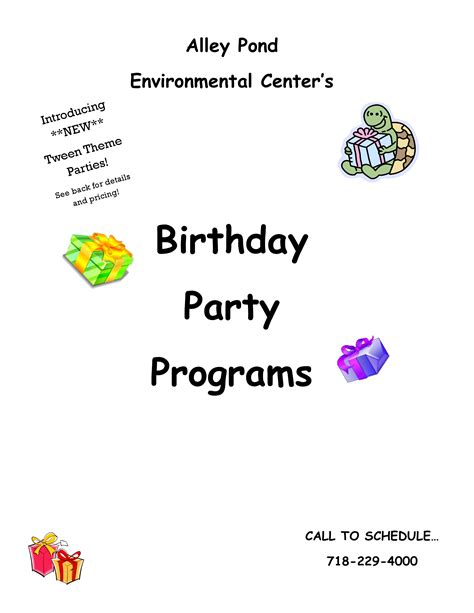 Birthday Party Event Program Templates At