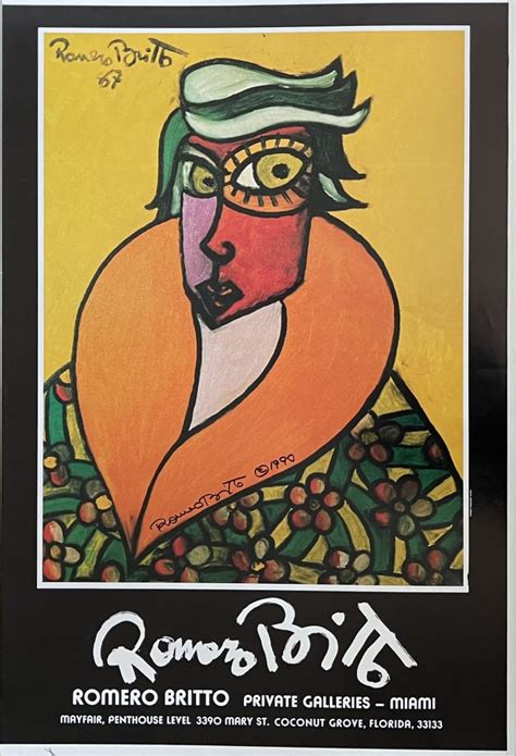 Romero Britto First Private Galleries Poster Hand Signed By Romero
