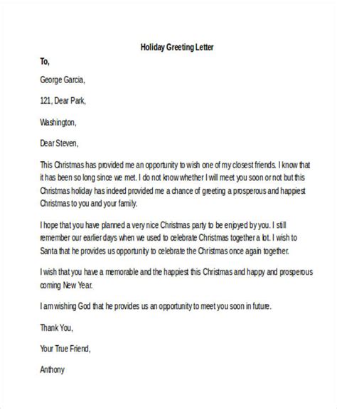 Formal Letter Of Greeting