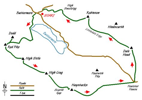 Buttermere Horseshoe Route Map Walking Britain