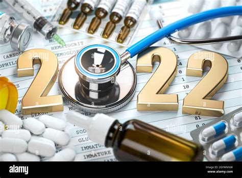 2022 Happy New Year Health Care Medicine And Pharmacy Concept Number