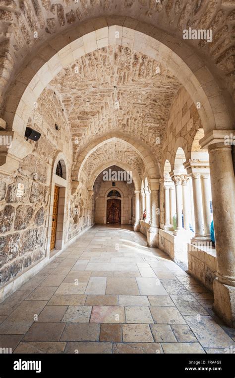 Covered Walkway At The Church Of St Catherine Bethlehem Israel Stock