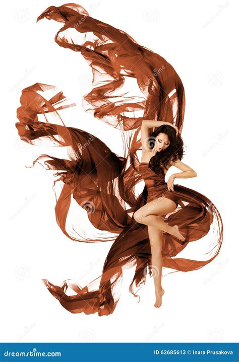 Woman Dancing Fabric Flying Cloth Fashion Dancer Waving Dress Stock Image Image Of Charming