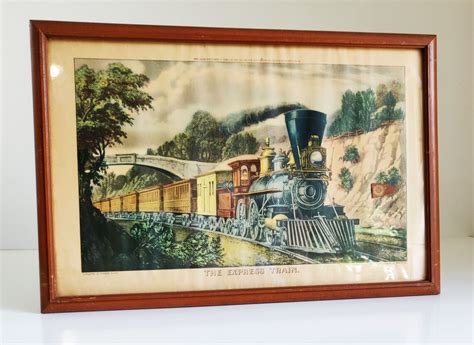 19th Century The Express Train Currier And Ives Framed Print Etsy