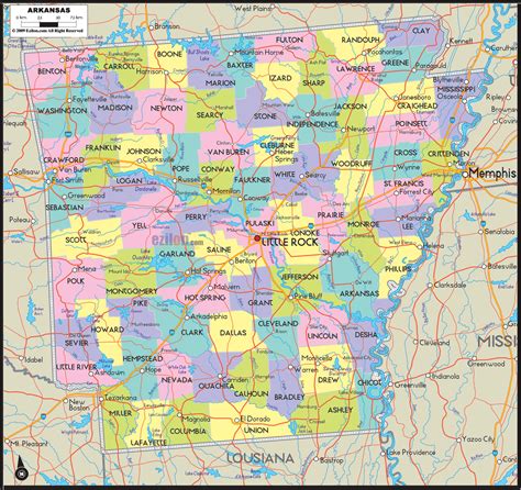 Political Map Of Arkansas Ezilon Maps