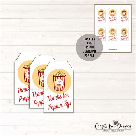 Thanks For Poppin By Printable T Tag Instant Download Etsy