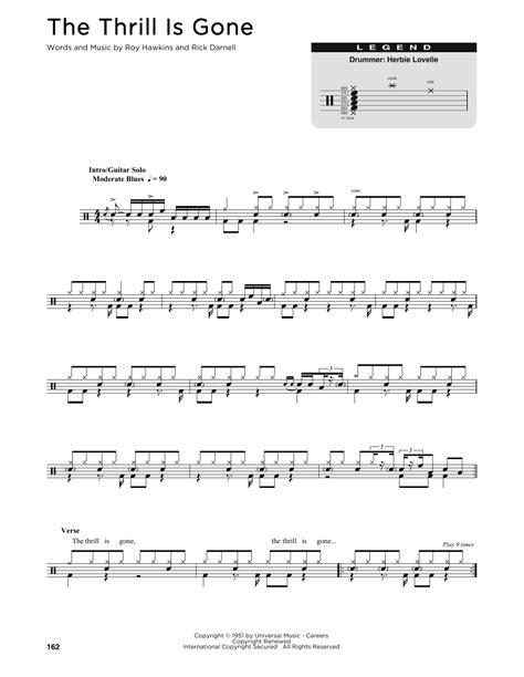 The thrill is gone — luciano pavarotti, b.b. The Thrill Is Gone Sheet Music | B.B. King | Drum Chart
