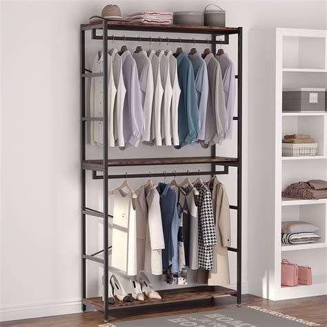 These can be used to hold the rod and to put a shelf above the in order to make the closet rod truly helpful, put it at a height that makes it accessible and useful. Tribesigns Double Rod Closet Organizer, Free Standing 3 ...