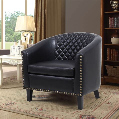 Accent Barrel Chair Living Room Chair With Nailheads And Solid Wood