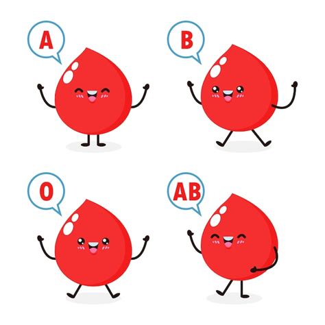 Premium Vector Happy Cute Healthy Blood Drop Character Blood Type