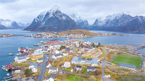 Winter Scene Of Reine Town In Lofoten Islands Norway Stock Image