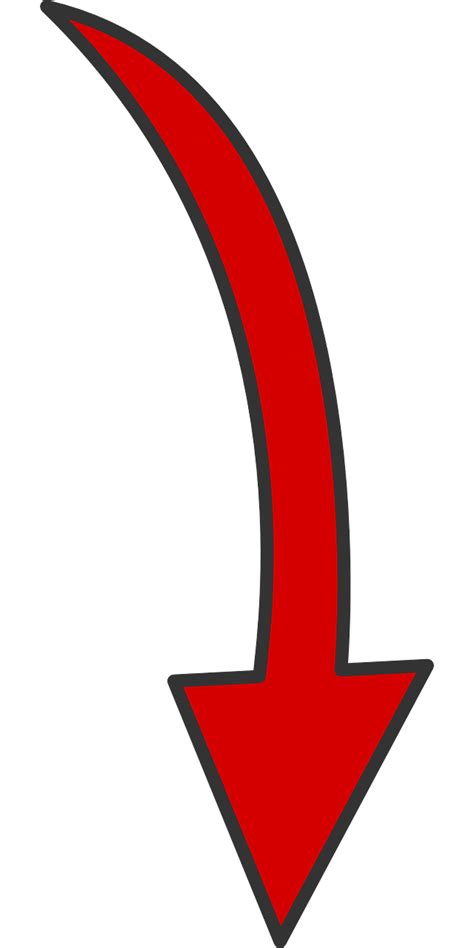 Down Arrow Curved Sign Symbol Png Picpng