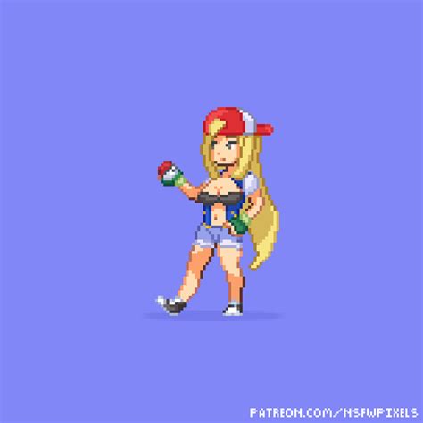 Cynthia As Ash Ketchum Pokemon Pixel By Nsfwpixelart On Deviantart
