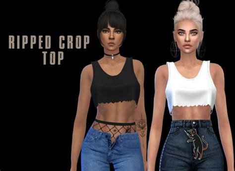 Leo 4 Sims Ripped Crop Top • Sims 4 Downloads