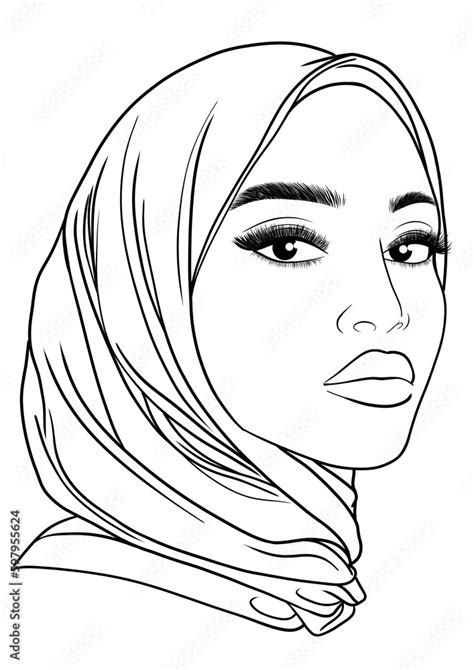 Beautiful Muslim Woman In Hijab Stock Illustration Adobe Stock