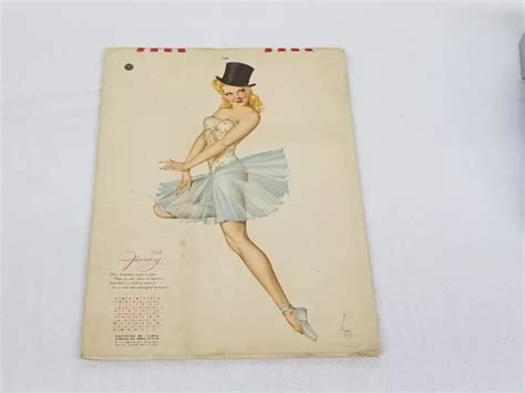 Vtg 1940 Alberto Vargas Pin Up Calendar Complete 12 Mo Illustration