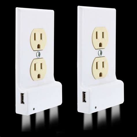 2-Pack Outlet Cover with USB Port and Built-In LED Light - BelleChic