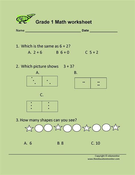 Math Printable Worksheets 1st Grade For Kids