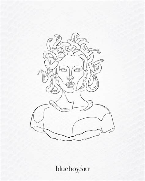 Medusa Print Medusa Wall Art Line Art Greek Line Drawing Etsy UK Mythology Tattoos Greek