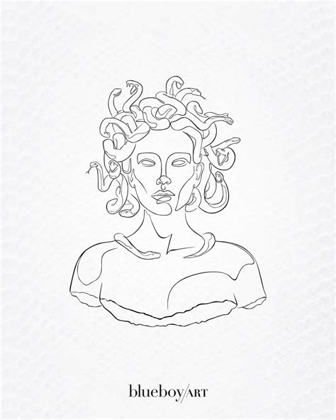 Medusa Print Medusa Wall Art Line Art Greek Line Drawing Etsy Uk Mythology Tattoos Greek