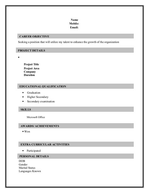 Create your new resume in 5 minutes. Resume Sample Formats Download 2 page Resume 1 [ www ...