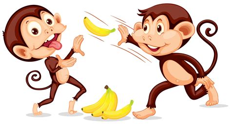 Happy Monkey Cartoon With Banana