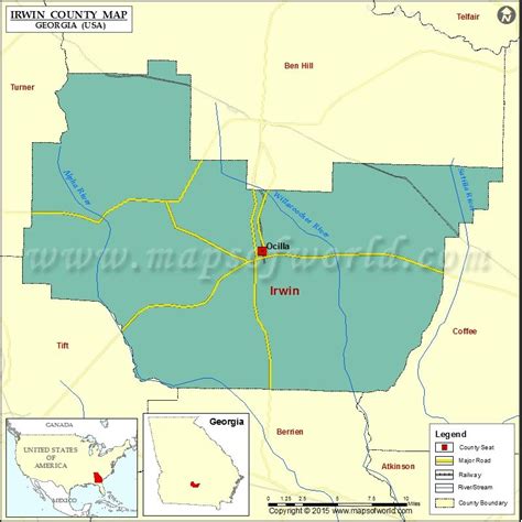 Map Of Irwin County In Georgia Usa County Map Map County
