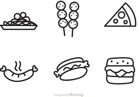 Outlined Food Icons Vectors 89638 Vector Art At Vecteezy