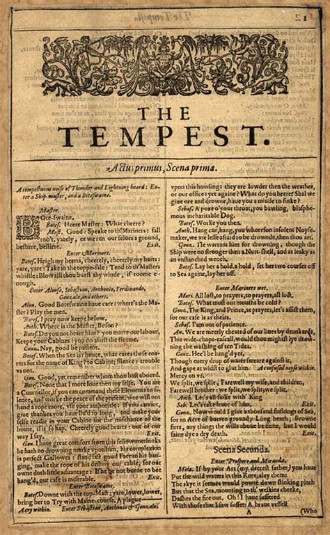 The Tempest William Shakespeare Shakespeare First Folio