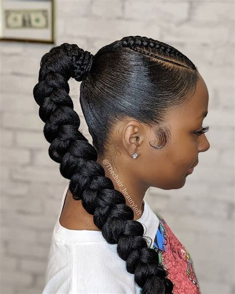 The Chair On Instagram Sleek Ponytail With Braided End