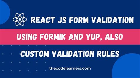 React Js Form Validation Using Formik Useformik Hook And Yup Package