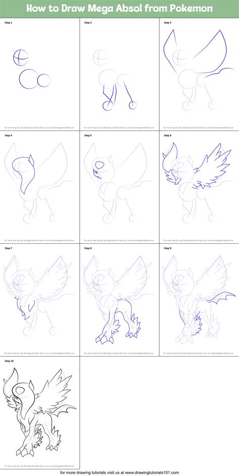 How To Draw Mega Absol From Pokemon Pokemon Step By Step