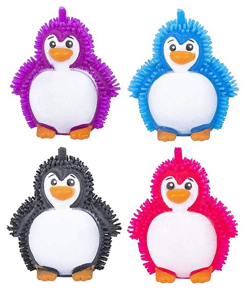 4 Puffer Penguin Toys Indoor Soft Hairy Air Filled Sensory Toy Puffer Balls Sensory Fidget