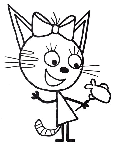 Раскраски Три кота Кошечка Карамелька с конфетой Раскраски