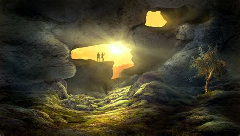 Fantasy Landscape Cave Human Hd Artist 4k Wallpapers Images