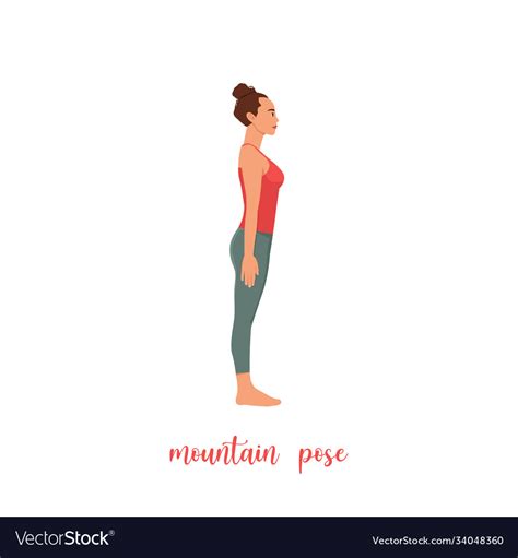 Tadasana Or Mountain Pose Side View Isol Vector Image