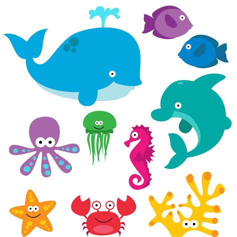 Sea Animal Clipart Sea Animal Clip Art Sea Creatures Fish Etsy Clip