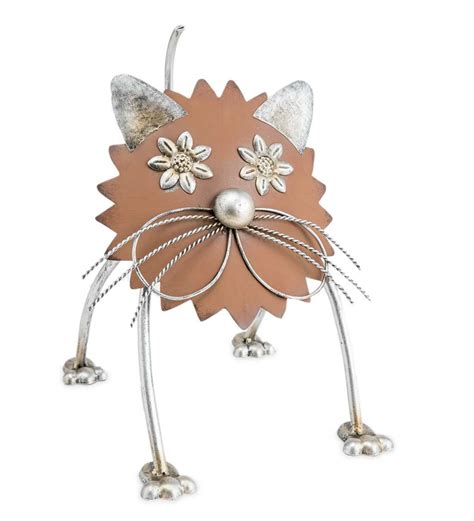 Handcrafted Recycled Metal Cat Sculpture Statues And Sculptures