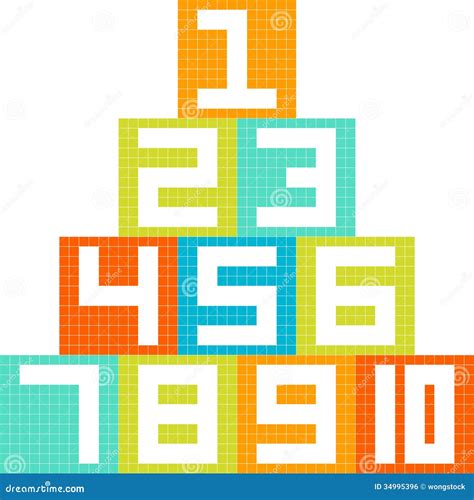 8 Bit Pixel Art Number 1 10 Blocks Arranged In A Pyramid Stock Vector