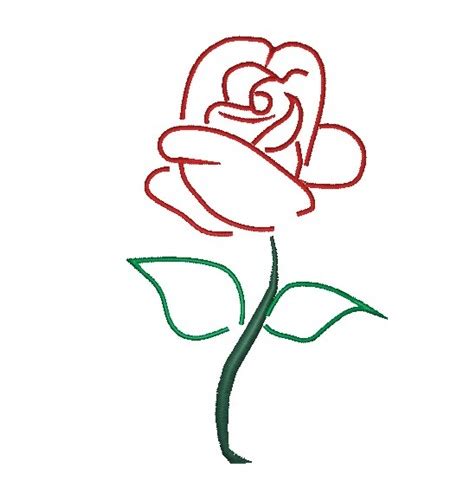 Rose Outline With Stem Clipart Best