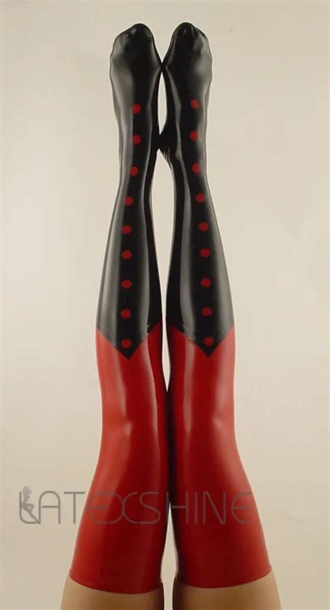 Aliexpress Buy Sexy Women Red Black Natural Latex Stockings