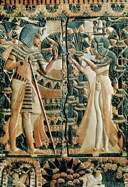 grandegyptianmuseum “king tut and his wife ankhesenamun in a garden ” ancient egypt art old