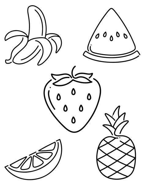 Printable Fruit Coloring Page For Kids Food Etsy