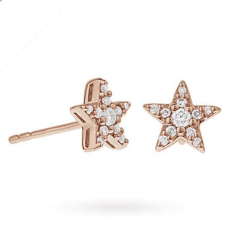 For Her Ct Rose Gold Ct Diamond Star Stud Earrings Star