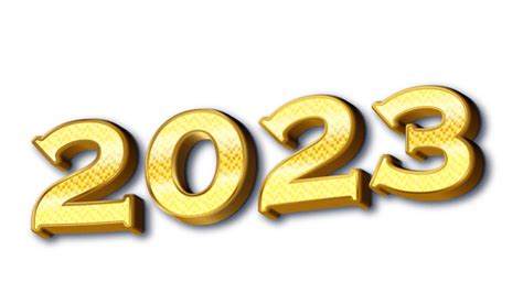 Dourado 2023 Feliz Ano Novo 3d Texto Tipografia Letras Saudações Png