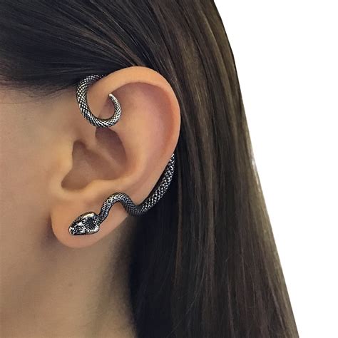 Asphire Gothic Iced Out Snake Ear Cuff Wrap Non Piercing Cartilage
